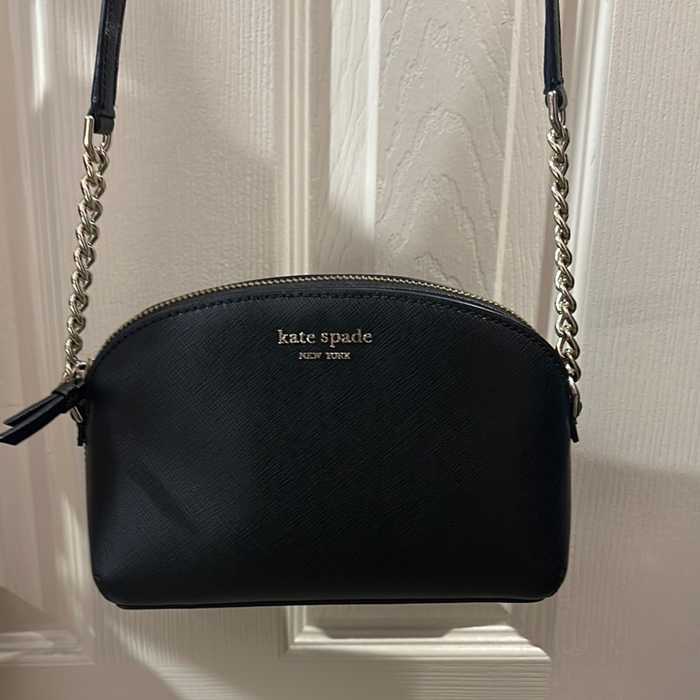 Kate Spade Black Leather Crossbody Bag with Chain Strap